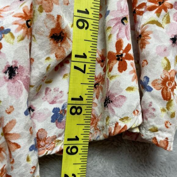 Passport Boho Blouse Top Womens XL Floral Ruched Sleeve Peplum Peasant Prairie - Picture 7 of 7